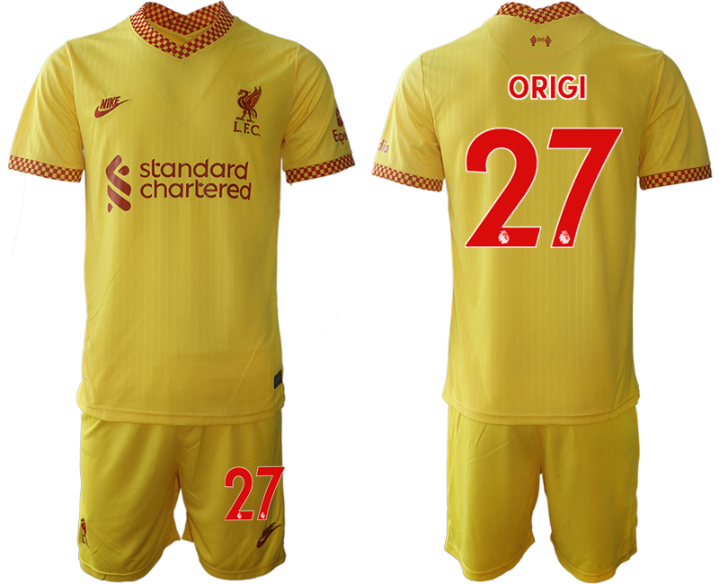 Men 2021-2022 Club Liverpool Second away yellow #27 Soccer Jersey